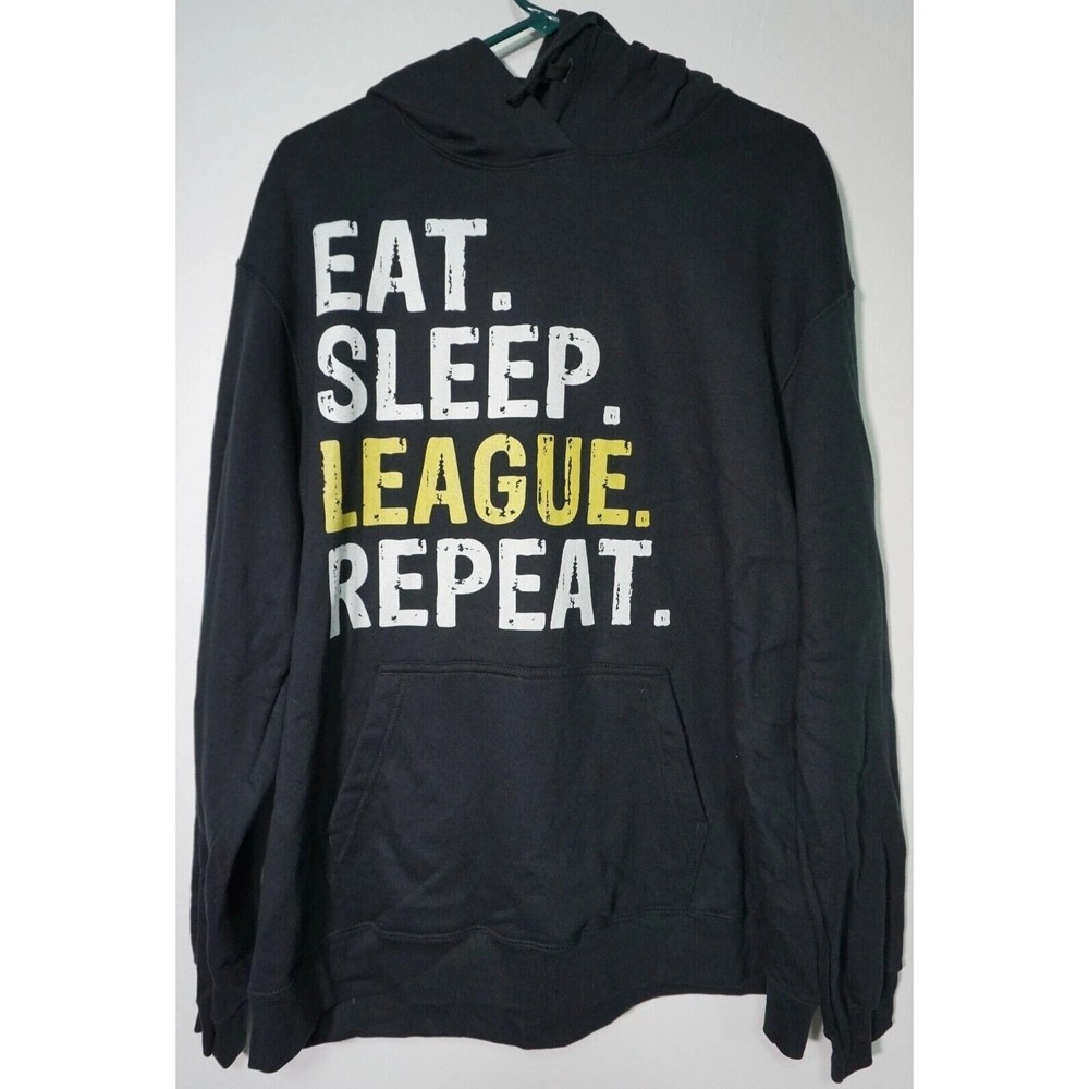 EAT. SLEEP. LEAGUE. REPEAT Men XL Fantasy Football Pullover Hoodie NEW
